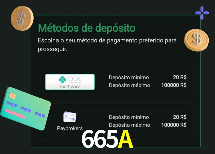 O cassino 665A oferece uma grande variedade de métodos de pagamento